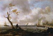 Ludolf Bakhuizen Fishing Boats and Coasting Vessel in Rough Weather oil painting on canvas